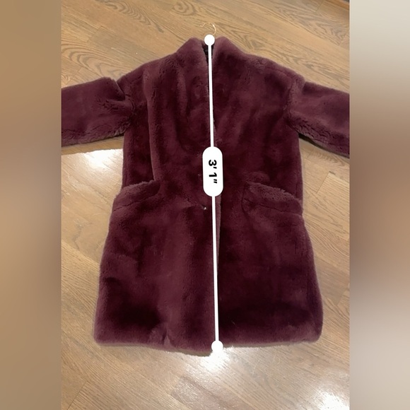 ABERCROMBIE & Fitch burgundy maroon red faux fur shearling coat cozy S y2k - Picture 10 of 13